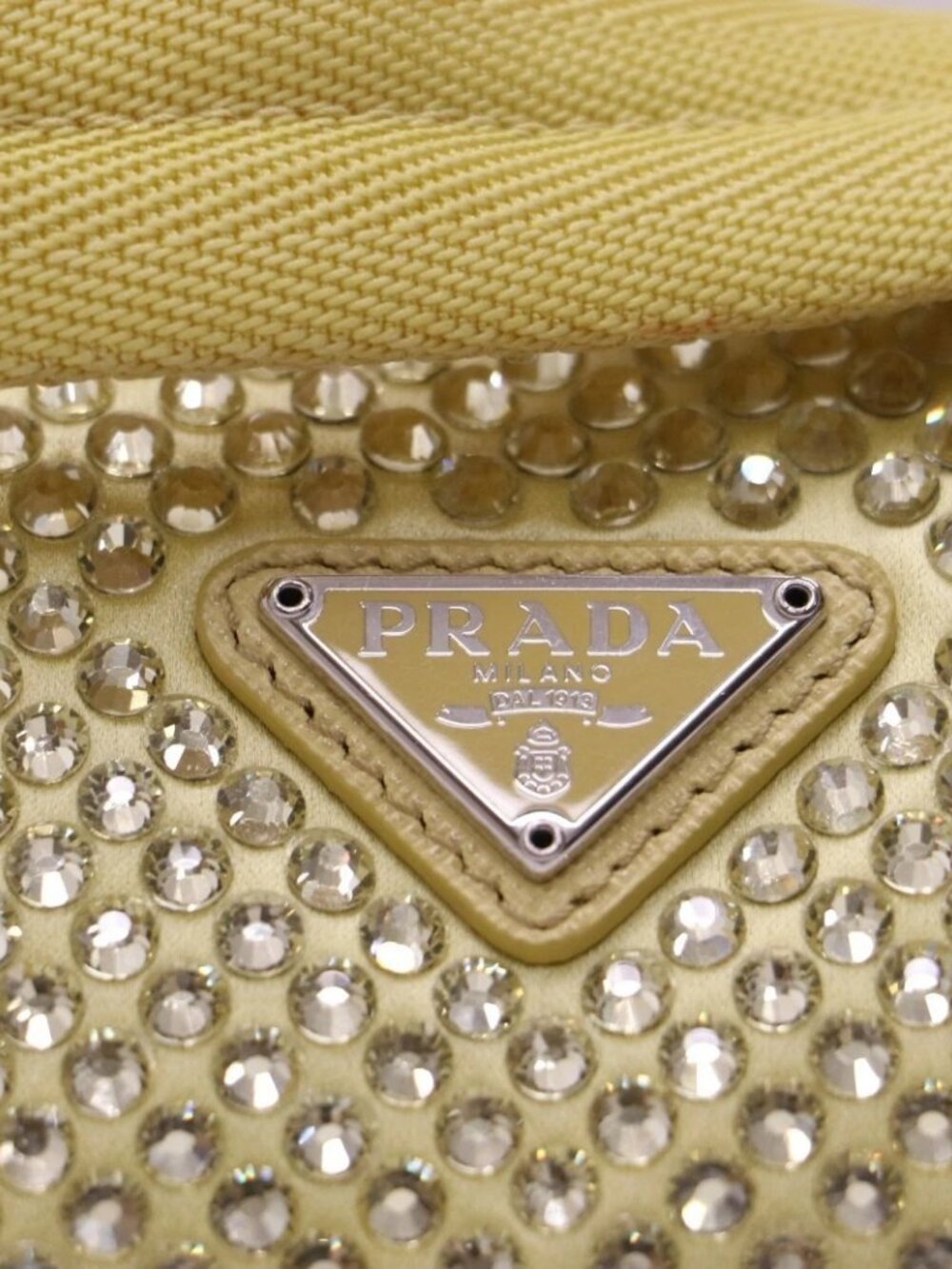 PRADA Re-Edition 2000 Yellow Crystal Nylon Shoulder Top Handle Mini Hobo Bag - Picture 8 of 15